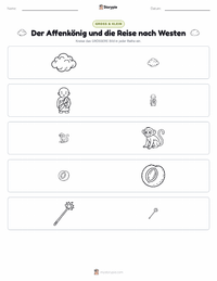 Affenkönig und die Reise nach Westen - Chinesisch druckbare Arbeitsblatt Vorschau