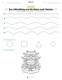 Affenkönig und die Reise nach Westen - Chinesisch druckbare Arbeitsblatt Vorschau