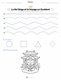 Aperçu de la feuille de travail imprimable Le Roi Singe et la Pérégrination vers l'Ouest - Chinois