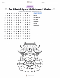 Affenkönig und die Reise nach Westen - Chinesisch druckbare Arbeitsblatt Vorschau