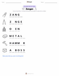Zange druckbare Arbeitsblatt Vorschau