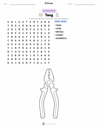 Tang afdrukbare werkblad voorbeeld