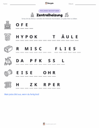Zentralheizung druckbare Arbeitsblatt Vorschau