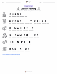 Central Heating printable worksheet preview