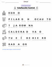 Vista previa de la hoja de trabajo imprimible de Calefacción Central