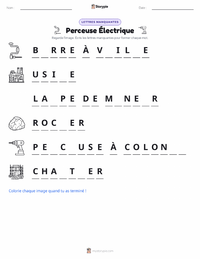 Feuille de travail imprimable Perceuse Électrique pour les enfants