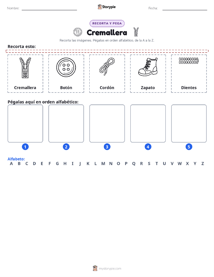 Cortar y Pegar el Alfabeto
