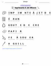 Aperçu de la feuille de travail imprimable Imprimante à jet d'encre