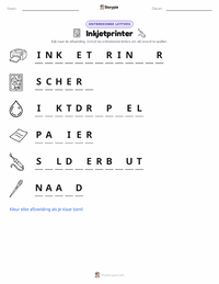 Inkjetprinter afdrukbare werkblad voorbeeld