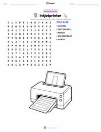 Inkjetprinter afdrukbare werkblad voorbeeld