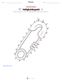 Veiligheidsspeld afdrukbare werkblad voorbeeld