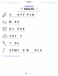 Safety Pin printable worksheet preview