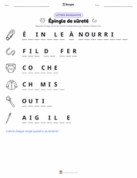Aperçu de la feuille de travail imprimable Épingle de sûreté