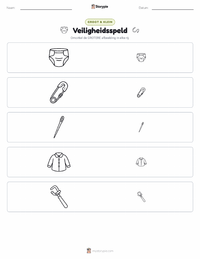 Veiligheidsspeld afdrukbare werkblad voorbeeld