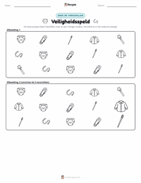 Veiligheidsspeld afdrukbare werkblad voorbeeld