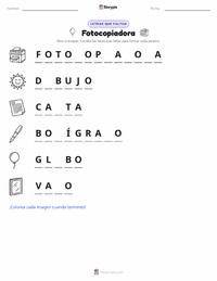 Vista previa de la hoja de trabajo imprimible de Fotocopiadora