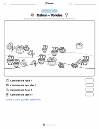 Aperçu de la feuille de travail imprimable Oshun - Yoruba