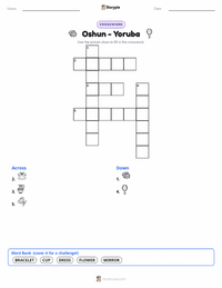 Oshun - Yoruba printable worksheet preview