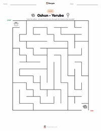 Oshun - Yoruba printable worksheet preview