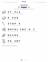 Stapler printable worksheet preview