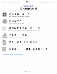 Vista previa de la hoja de trabajo imprimible de Código QR
