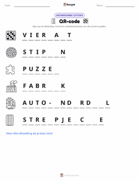 QR-code afdrukbare werkblad voorbeeld
