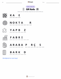 QR Kod yazdırılabilir çalışma sayfası önizlemesi