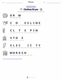 Clothes Dryer printable worksheet preview