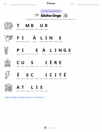 Aperçu de la feuille de travail imprimable Sèche-linge