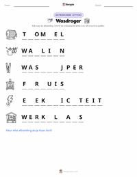 Wasdroger afdrukbare werkblad voorbeeld