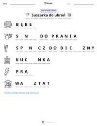 Podgląd drukowalnego arkusza ćwiczeń Suszarka do ubrań