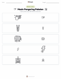 Prabaca lembar kerja cetak Pengering Pakaian