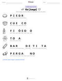 Vista previa de la hoja de trabajo imprimible de Go (Juego)