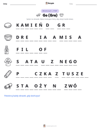 Podgląd drukowalnego arkusza ćwiczeń Go (Gra)