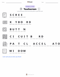 Touchscreen printable worksheet preview