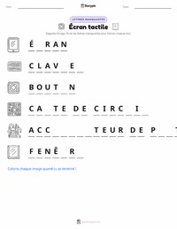 Aperçu de la feuille de travail imprimable Écran tactile