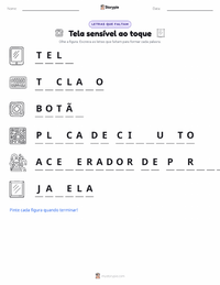 Prévia da folha de atividades imprimível Tela sensível ao toque
