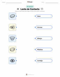 Hoja de trabajo imprimible de Lente de Contacto para niños