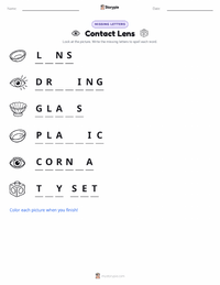 Contact Lens printable worksheet preview