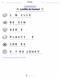 Aperçu de la feuille de travail imprimable Lentille de contact