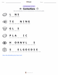 Contactlens afdrukbare werkblad voorbeeld