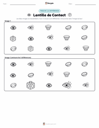 Aperçu de la feuille de travail imprimable Lentille de contact