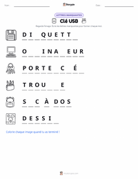 Aperçu de la feuille de travail imprimable Clé USB
