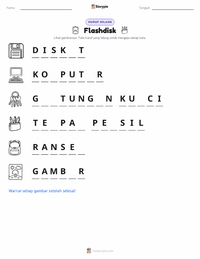 Prabaca lembar kerja cetak Flash Drive