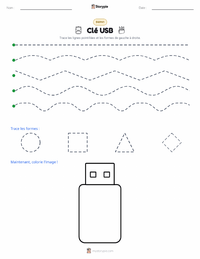 Aperçu de la feuille de travail imprimable Clé USB