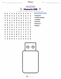 Vista previa de la hoja de trabajo imprimible de Memoria USB