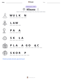 Podgląd drukowalnego arkusza ćwiczeń Kīlauea