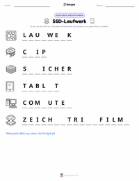 Solid-State-Drive druckbare Arbeitsblatt Vorschau