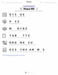Aperçu de la feuille de travail imprimable Disque SSD