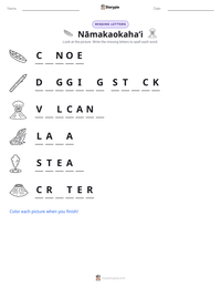 Nāmakaokahaʻi printable worksheet preview